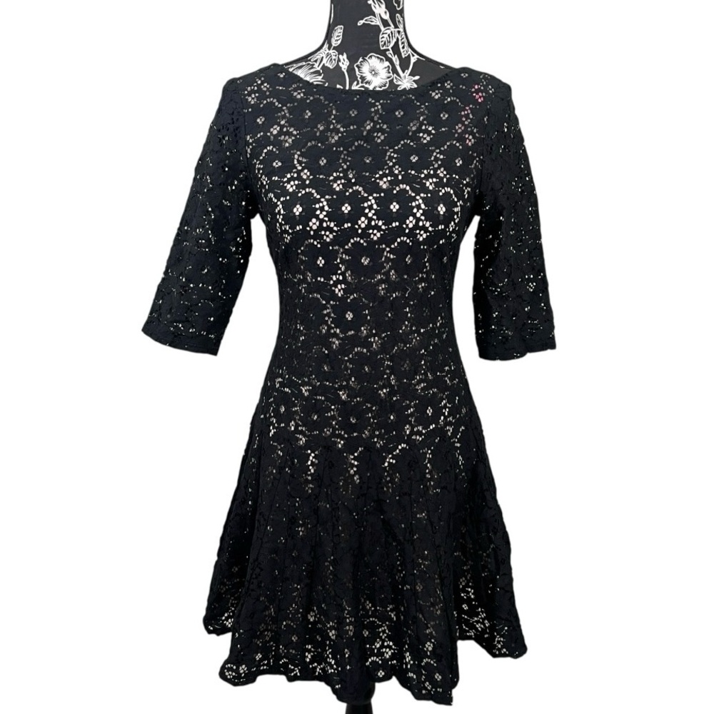 Betsey Johnson Black Lace Long Sleeve Dress